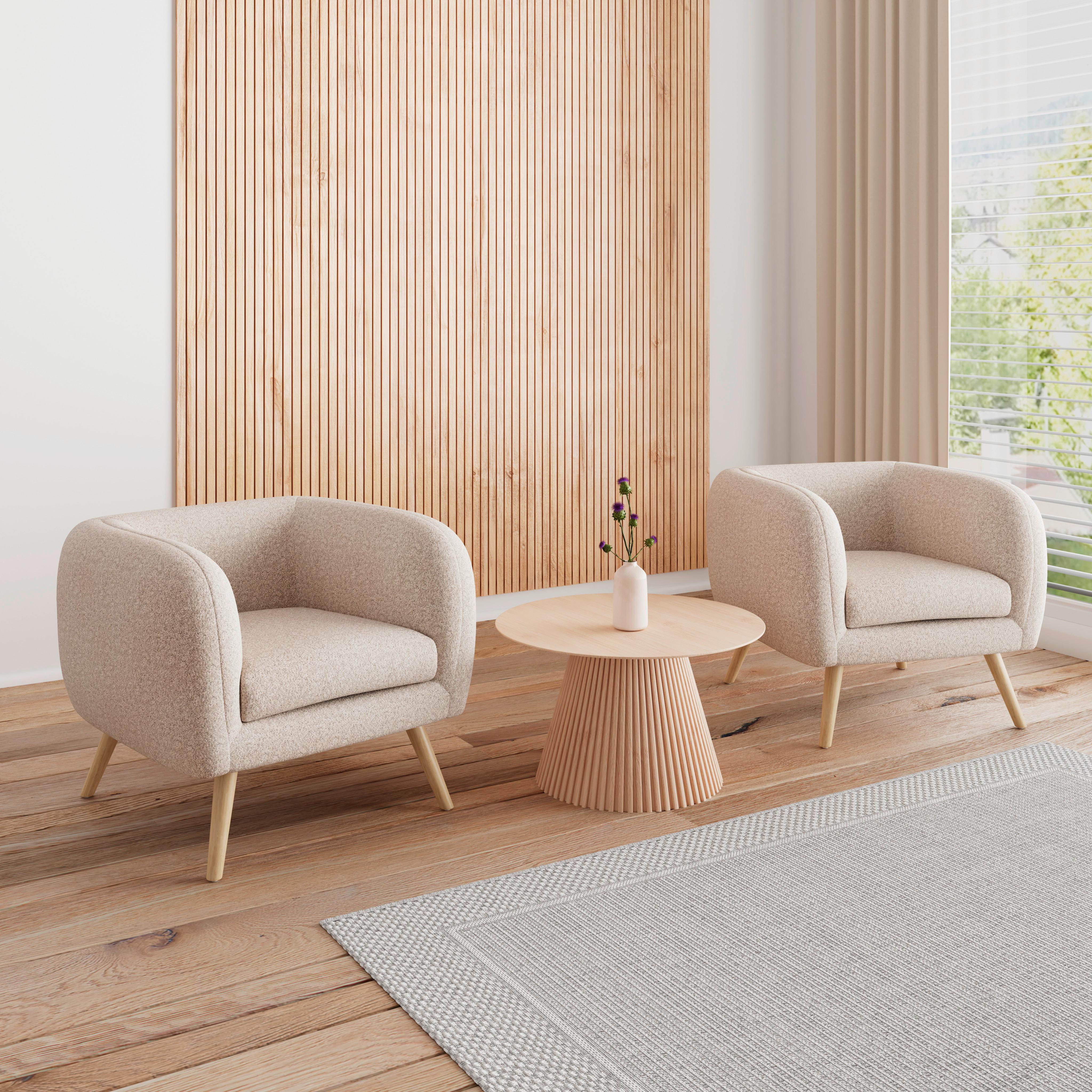 Relaxačné kreslo BRUNO, béžová, max. 140 kg - prírodná farba/béžová, Modern, drevo/textil (79/69/75cm) - Bessagi Home
