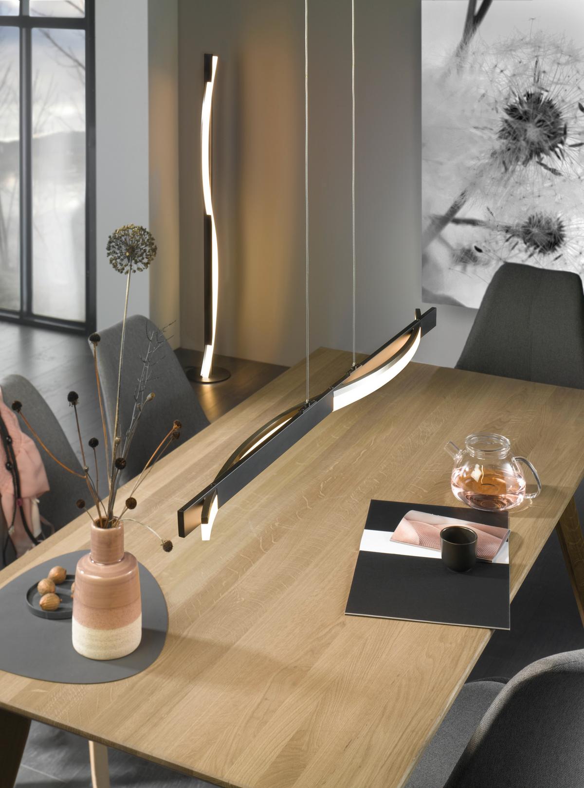 LED-Stehlampe Bridge dimmbar Schwarz/Weiß Touch - Schwarz/Weiß, Design, Kunststoff/Metall (144,5cm) - Fischer & Honsel