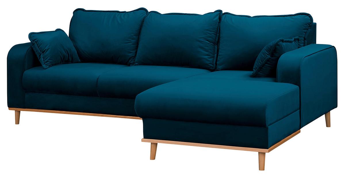 Ecksofa Beata Blau S: 230x150 cm - Wengefarben/Blau, Design, Textil (230/150cm) - Livetastic