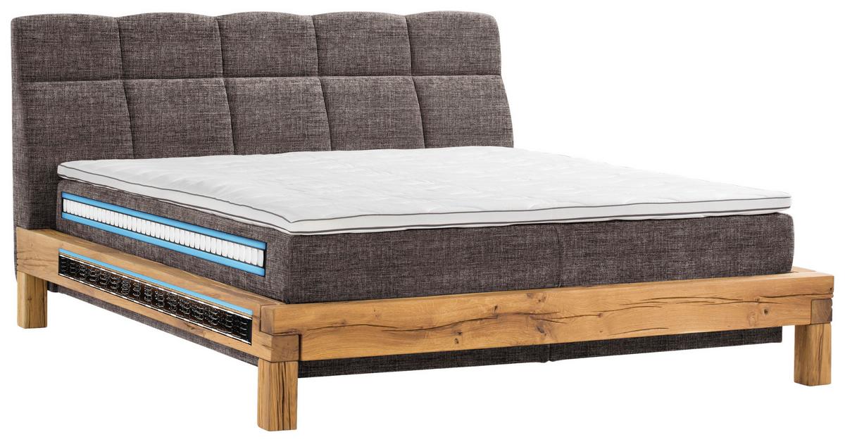 Boxspringbett Bed Bull Mit Topper 180x200 Cm - Buchefarben/Braun, Natur, Textil (180/200cm) - Livetastic