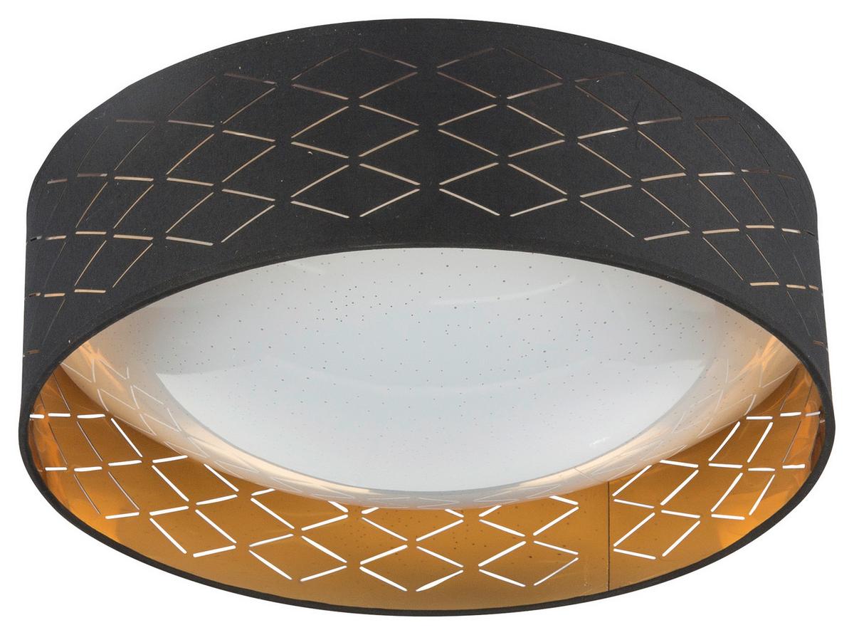 Led-deckenleuchte Ø 40 Cm Rund - Goldfarben/Schwarz, KONVENTIONELL, Textil/Metall (40/12cm) - Globo