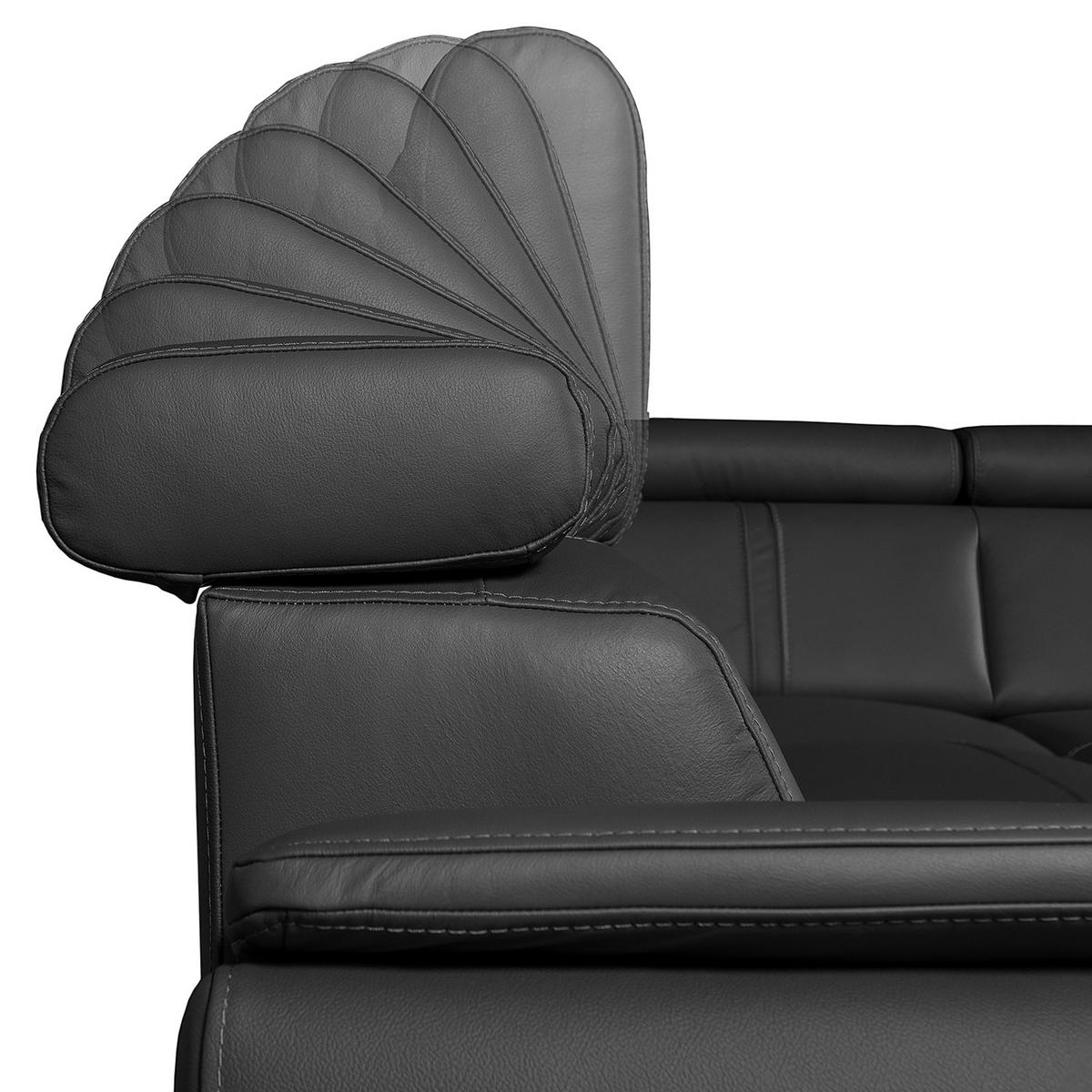 Ecksofa City Schwarz B: 265x211 Cm - Wengefarben/Schwarz, Design, Leder (265/211cm) - Livetastic