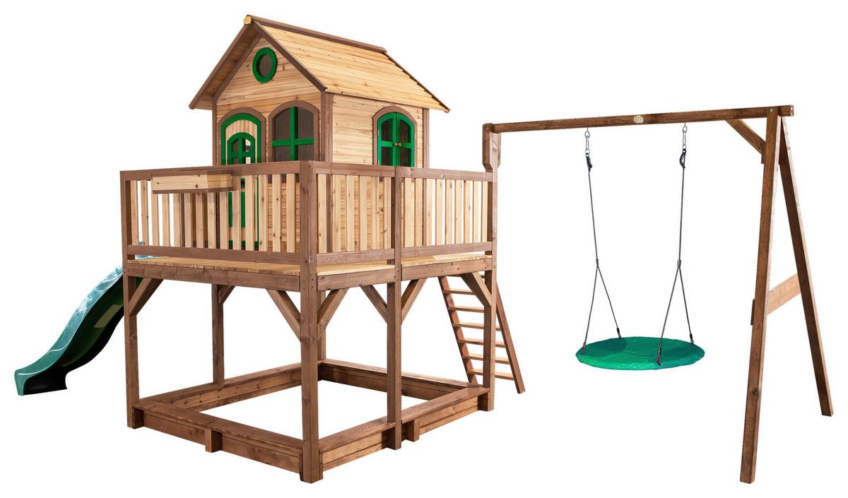 Spielturm A030.154.00 - Braun/Grün, KONVENTIONELL, Holz (613/291/277cm) - Ambia Garden