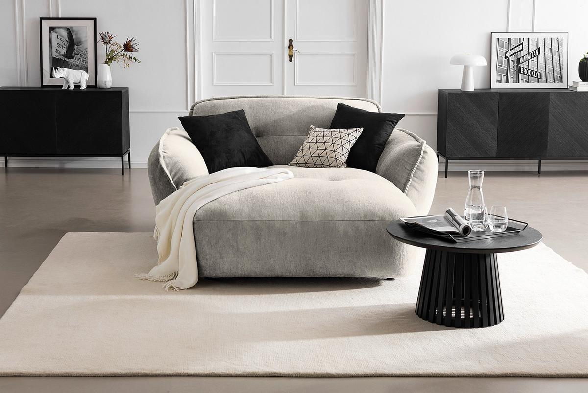 XXL-Sessel Fluffy, Silberfarben B: 182 cm - Silberfarben/Schwarz, MODERN, Textil (182/87/184cm) - Trendmanufaktur