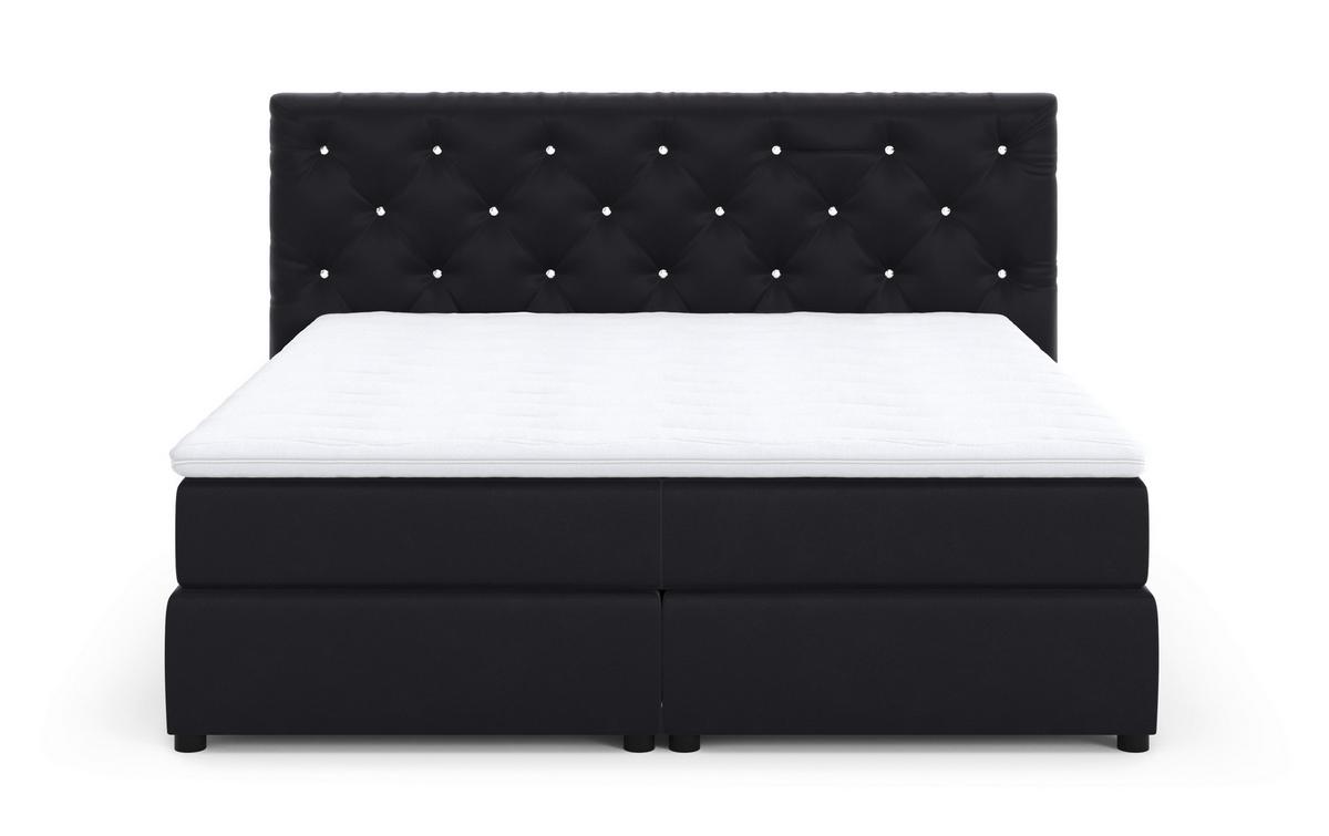 Boxspringbett Mit Topper 140x200 Castle - Schwarz, Holzwerkstoff/Textil (140/200cm) - MID.YOU
