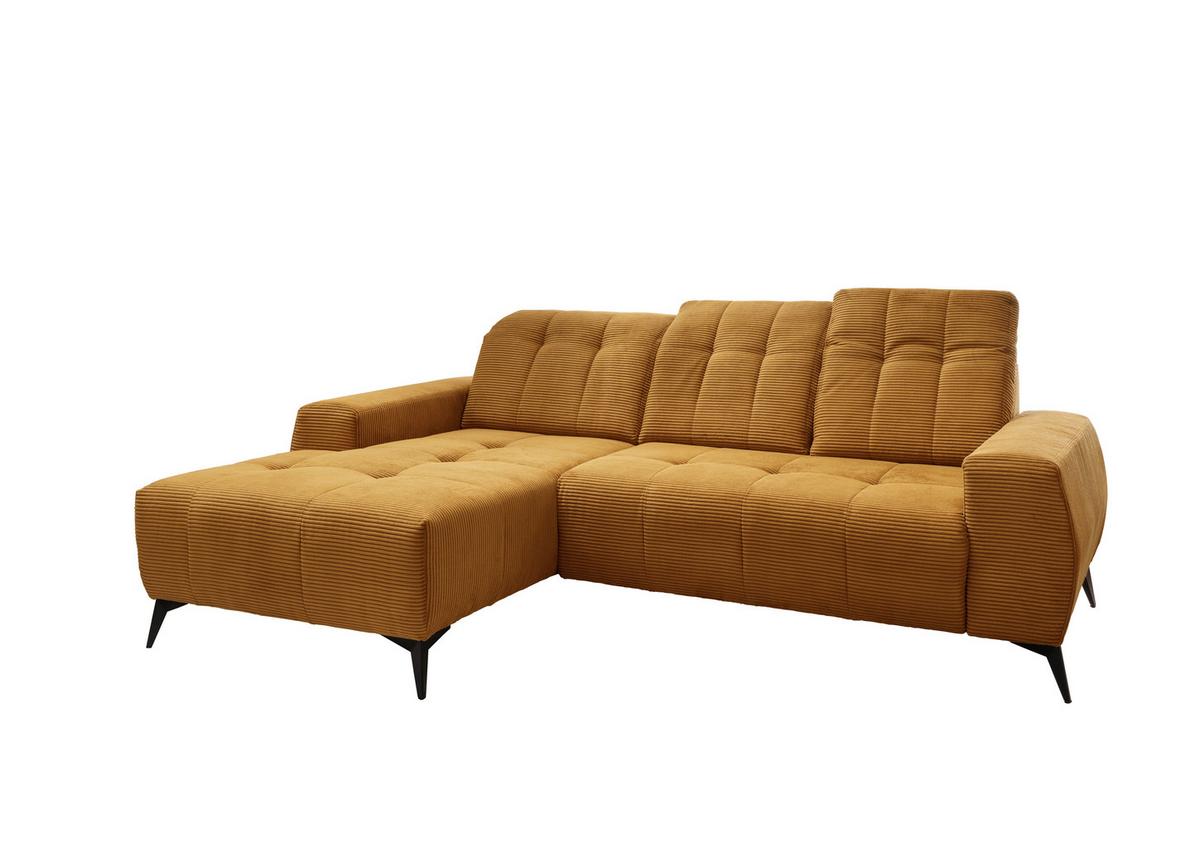 Ecksofa mit USB Anschluss Sano, Goldfarben,s: 180x258 cm - Goldfarben/Schwarz, MODERN, Textil (180/258cm) - Livetastic