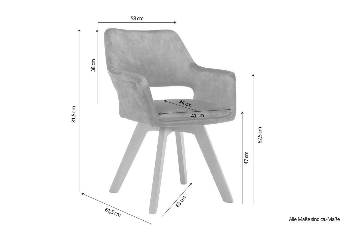 Esszimmerstuhl Klara Anthrazit /eichefarben 2-Er Set - Eichefarben/Anthrazit, Basics, Holz/Textil (52/89/63,5cm) - MID.YOU