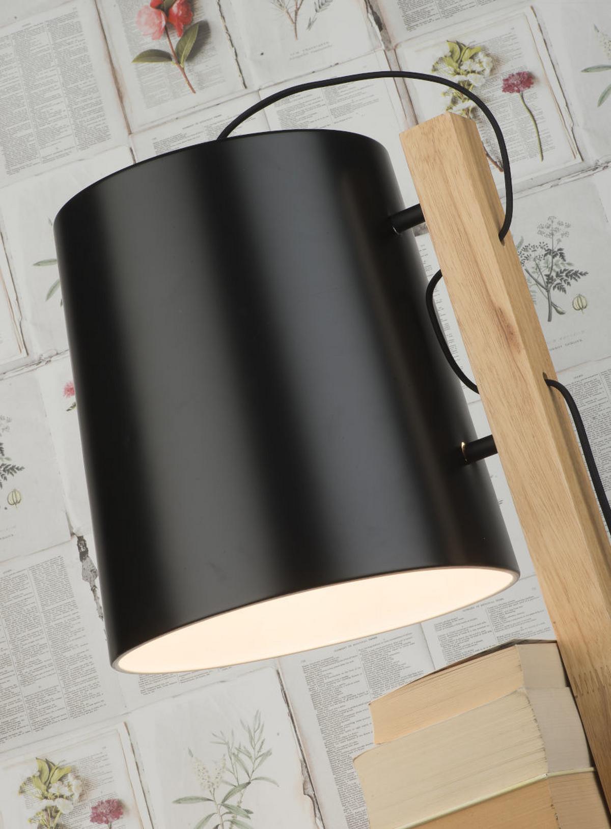 Stehlampe Holz Cambridge Dimmbar Schwarz/braun - Schwarz, Design, Holz/Metall (30/168/49cm) - It's about Romi