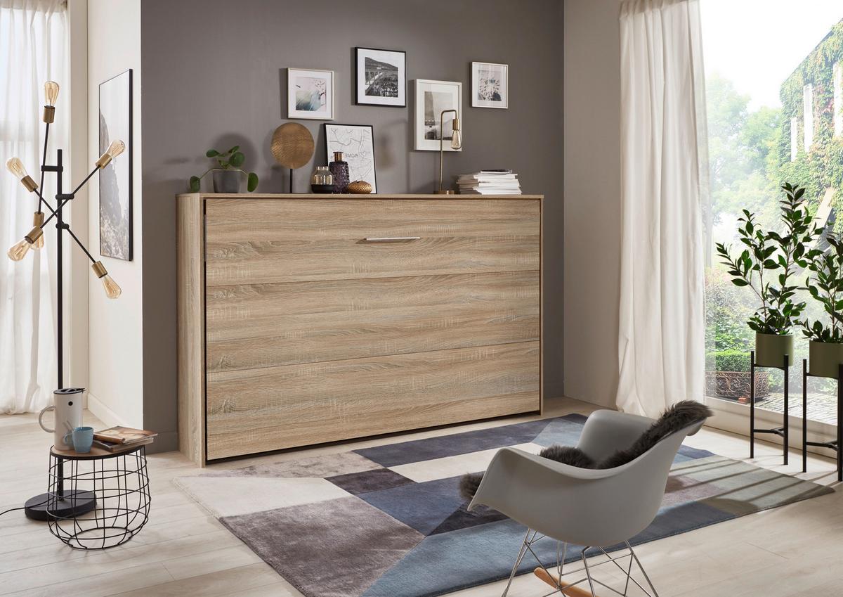 Vyklápěcí postel JUIST horizontální 140X200CM - barvy dubu, Basics, kompozitní dřevo (140/200cm)