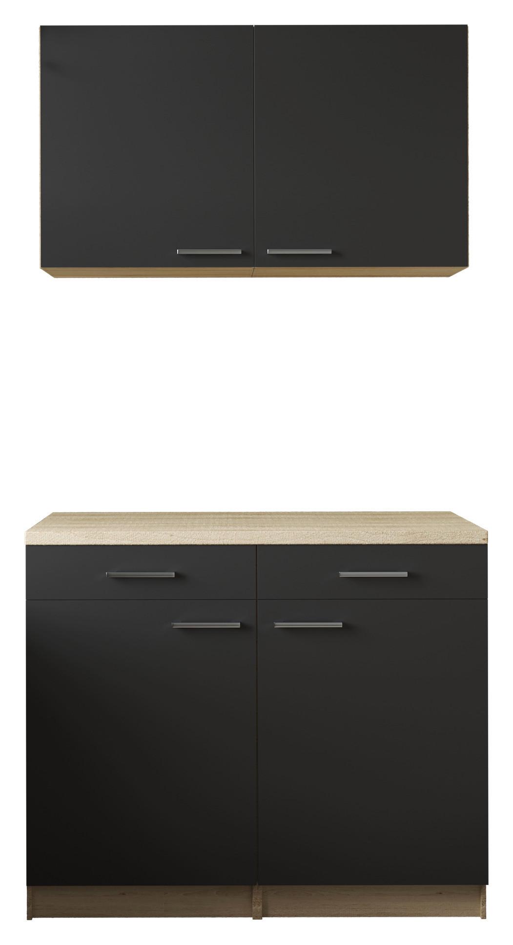 Buffet Merle Schwarz, Eiche Dekor B: 100 cm - Eichefarben/Schwarz, Basics, Holzwerkstoff (100/200/60cm) - Respekta