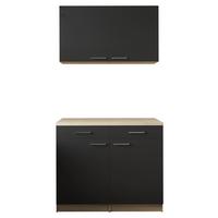 Buffet Merle Schwarz, Eiche Dekor B: 100 cm - Eichefarben/Schwarz, Basics, Holzwerkstoff (100/200/60cm) - Respekta