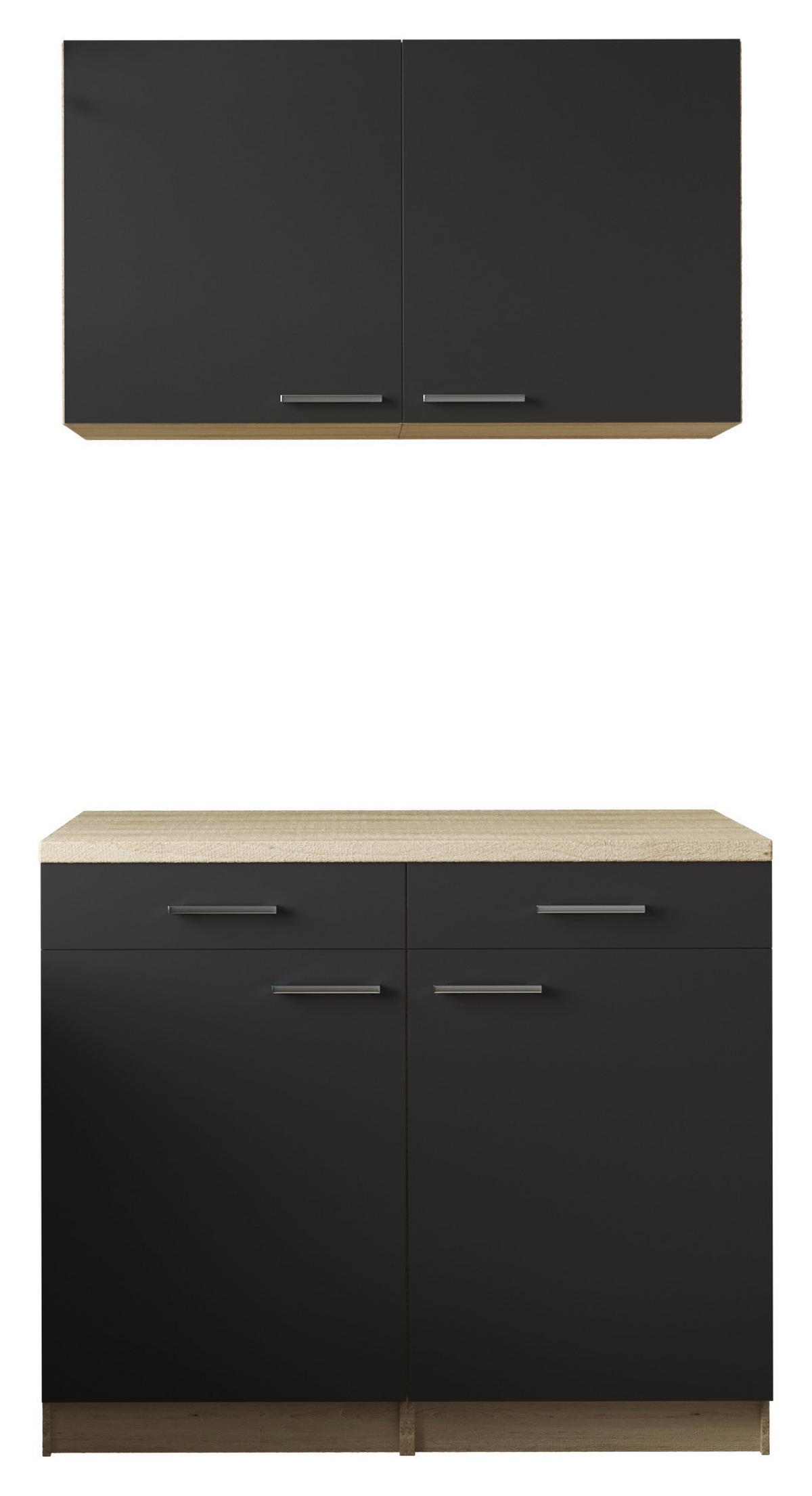 Buffet Merle Schwarz, Eiche Dekor B: 100 cm - Eichefarben/Schwarz, Basics, Holzwerkstoff (100/200/60cm) - Respekta