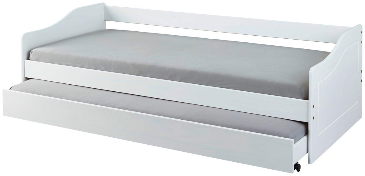 Ausziehbett Leonie Modell 23 - Weiß/Naturfarben, MODERN, Holz (90/190cm) - MID.YOU