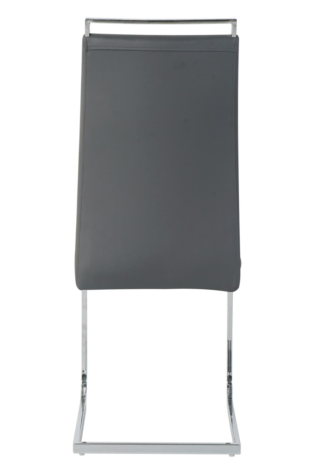 Stuhl-set Lederlook Grau, B: 42cm - Silberfarben/Grau, Design, Kunststoff/Textil (42/101/58cm) - Livetastic