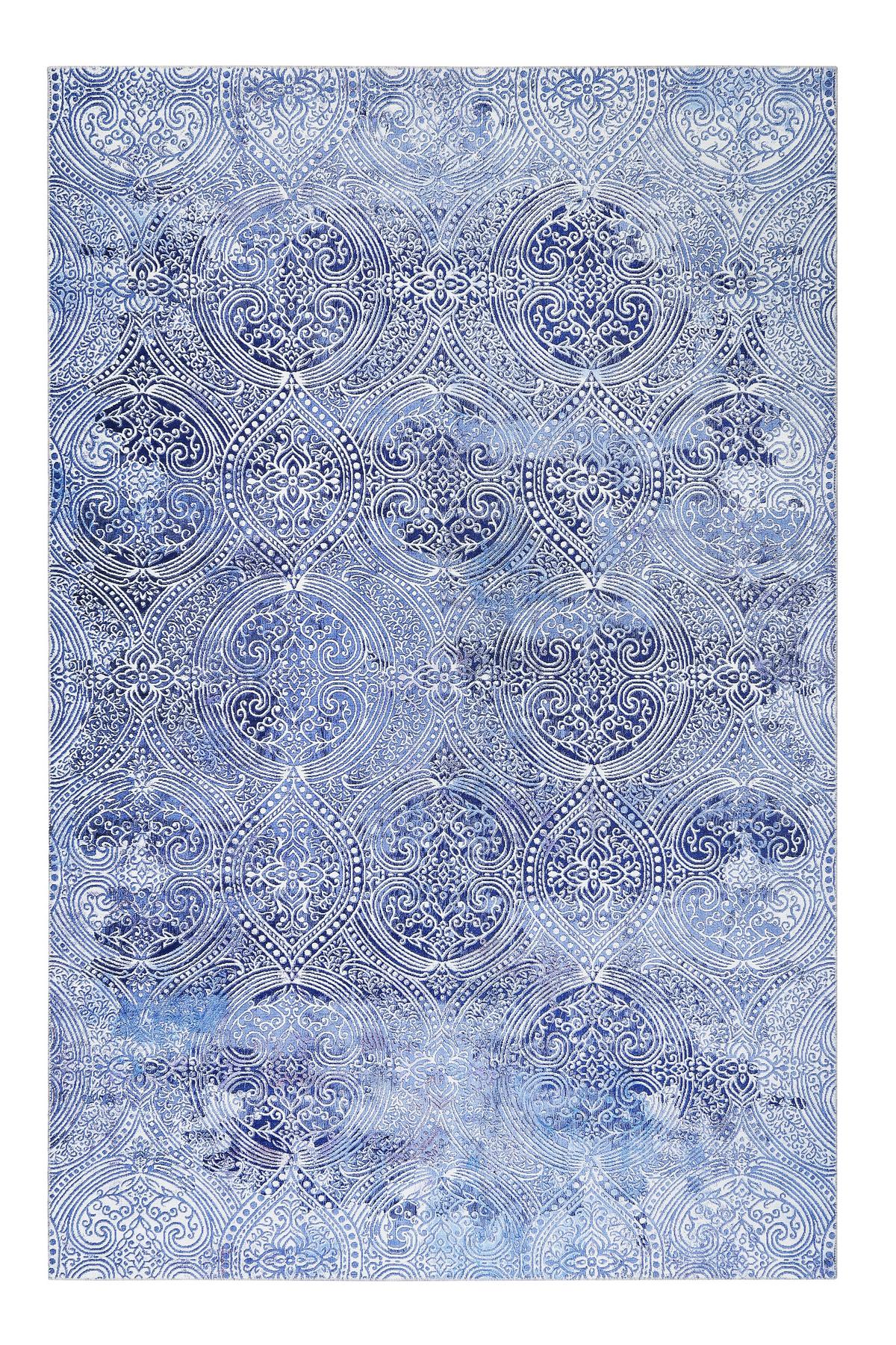 Webteppich Grace Blau/silberfarben 130x190 Cm - Blau/Silberfarben, Design, Textil (130/190cm) - WECON HOME