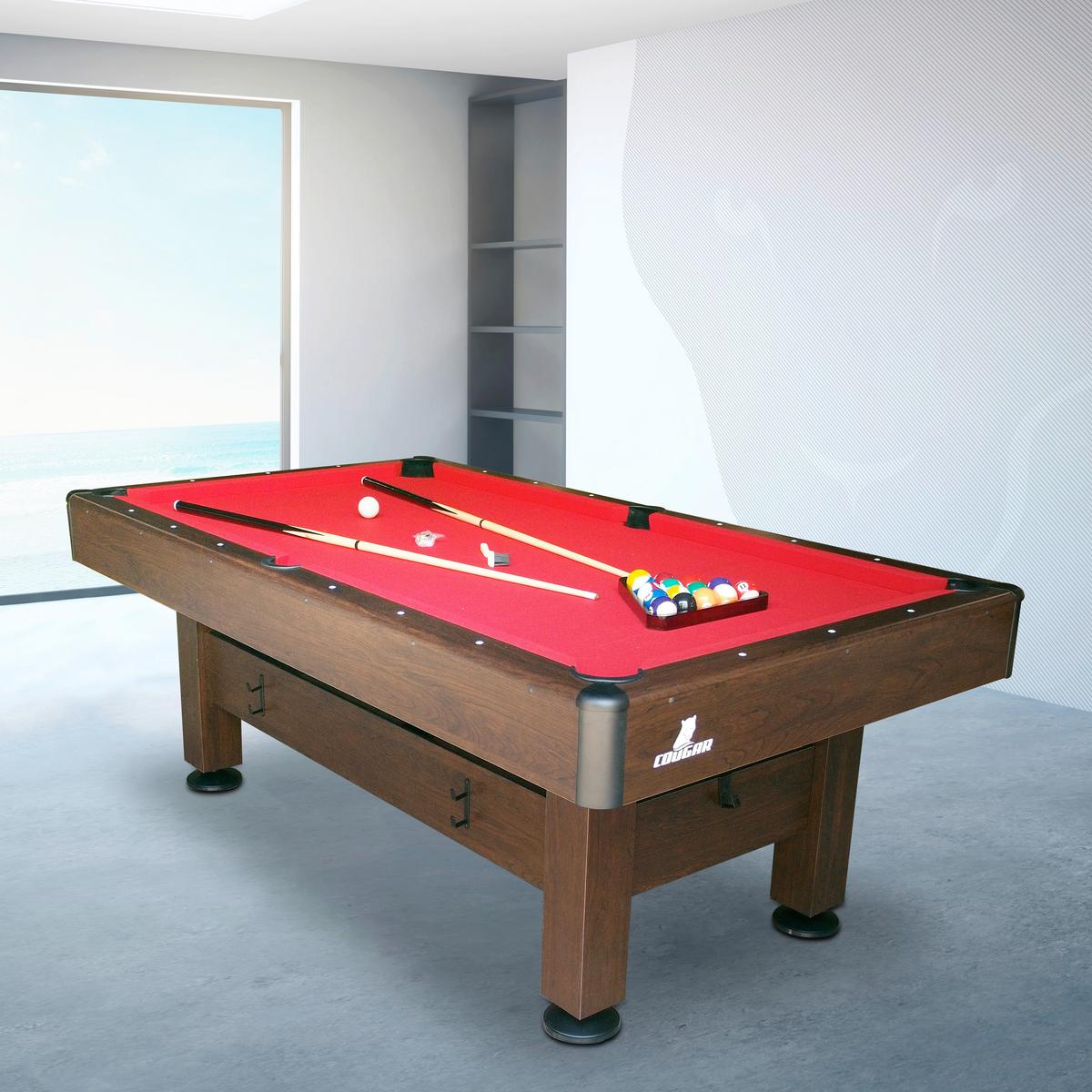 Billardtisch Saphir L: 125 cm Braun/Rot verstellbare Füße - Rot/Braun, Basics, Holz/Kunststoff (125/79/225cm) - Ambia Garden