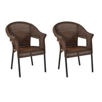 Gartensessel Ravenna 2-tlg. aus Kunststoffgeflecht - Dunkelbraun/Graphitfarben, KONVENTIONELL, Kunststoff/Metall (61/87/67cm) - Gardenson