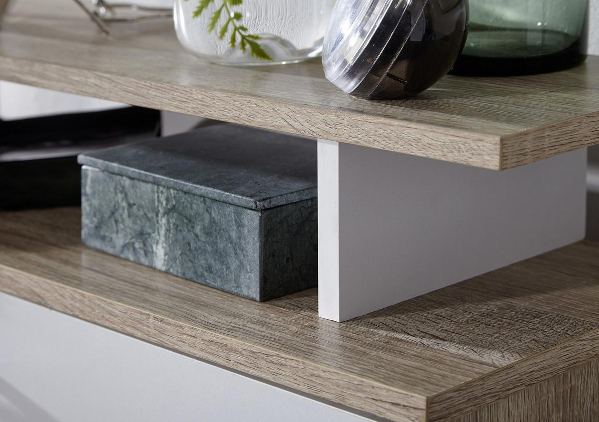 Vyklápěcí botník wl1.794 bílý/dub sonoma - bílá/barvy stříbra, Konvenční, kompozitní dřevo/plast (80/95/24cm) - MID.YOU