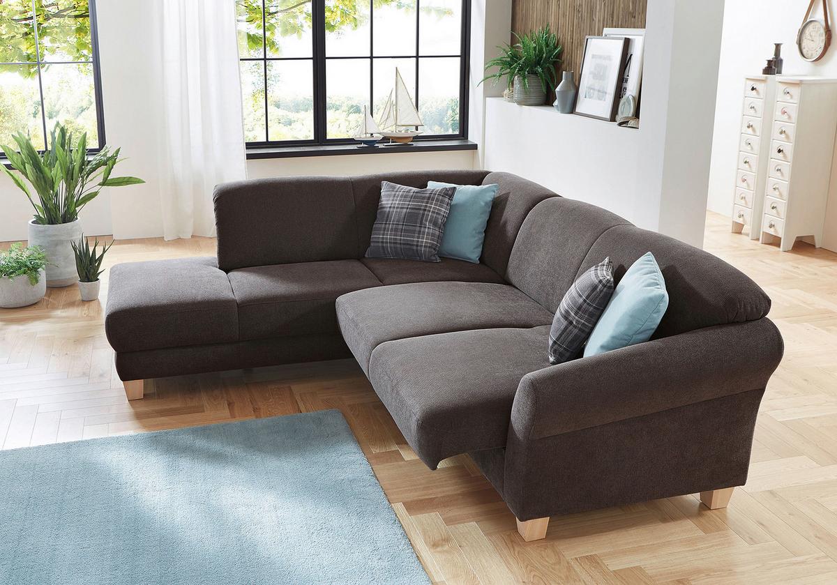 Ecksofa Gotland dunkelbraun mit Bettkasten, 212x257 cm - Dunkelbraun/Naturfarben, KONVENTIONELL, Textil (212/257cm) - Sit & More