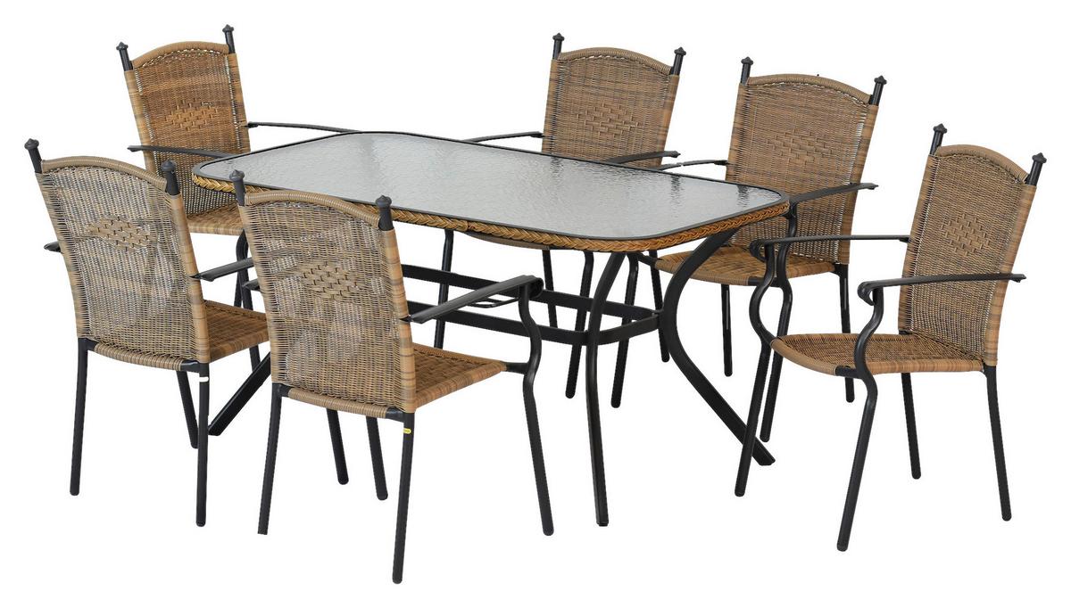 Gartenset Roma - Graphitfarben/Naturfarben, MODERN, Kunststoff/Metall - Gardenson