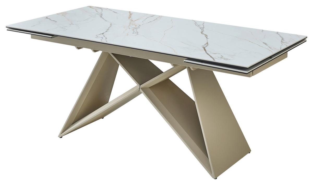 Jídelní stůl keramika 180-260x90cm - bílá/béžová, Moderní, kov/keramika (180-260/76/90cm) - MID.YOU