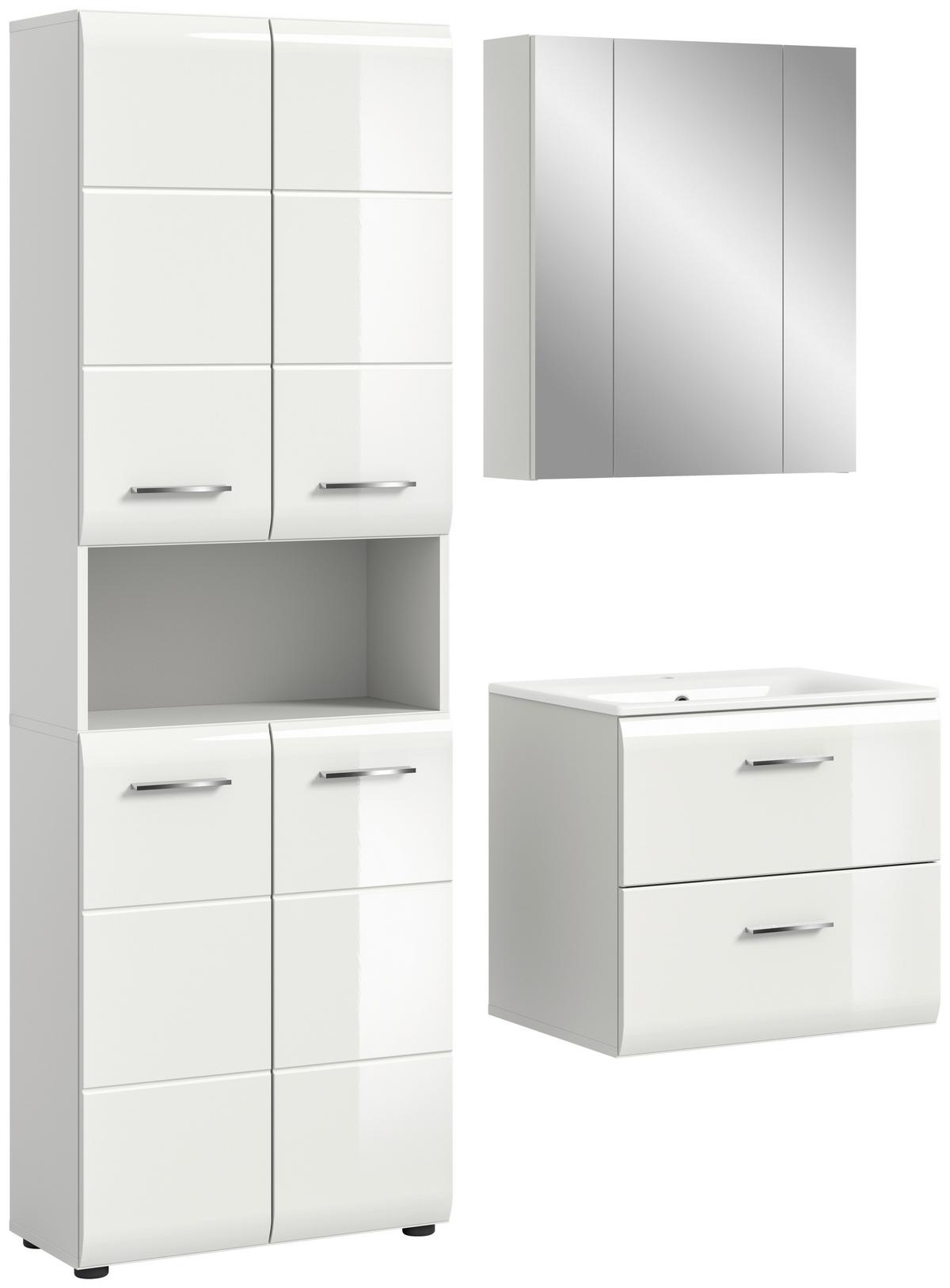 Badezimmer Ice Weiß Hg B: 120 Cm - Weiß Hochglanz/Schwarz, MODERN, Keramik/Holzwerkstoff (120/185/46cm) - MID.YOU