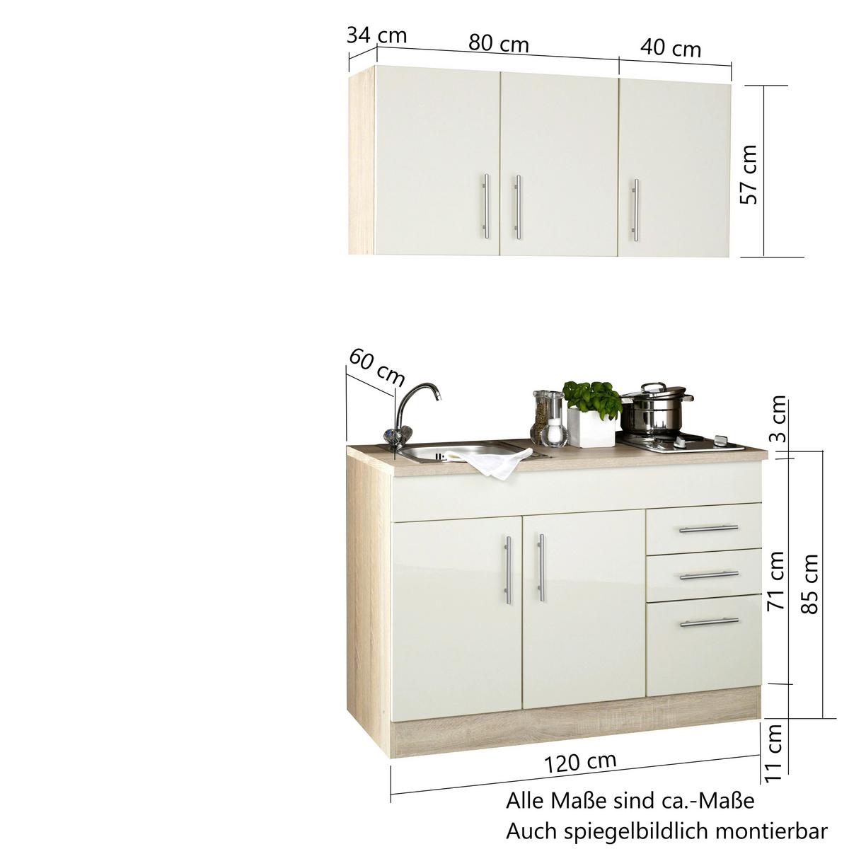 Miniküche Toronto Buchefarben/graphit B: 120 Cm - Buchefarben/Graphitfarben, MODERN, Holzwerkstoff (120cm) - Held