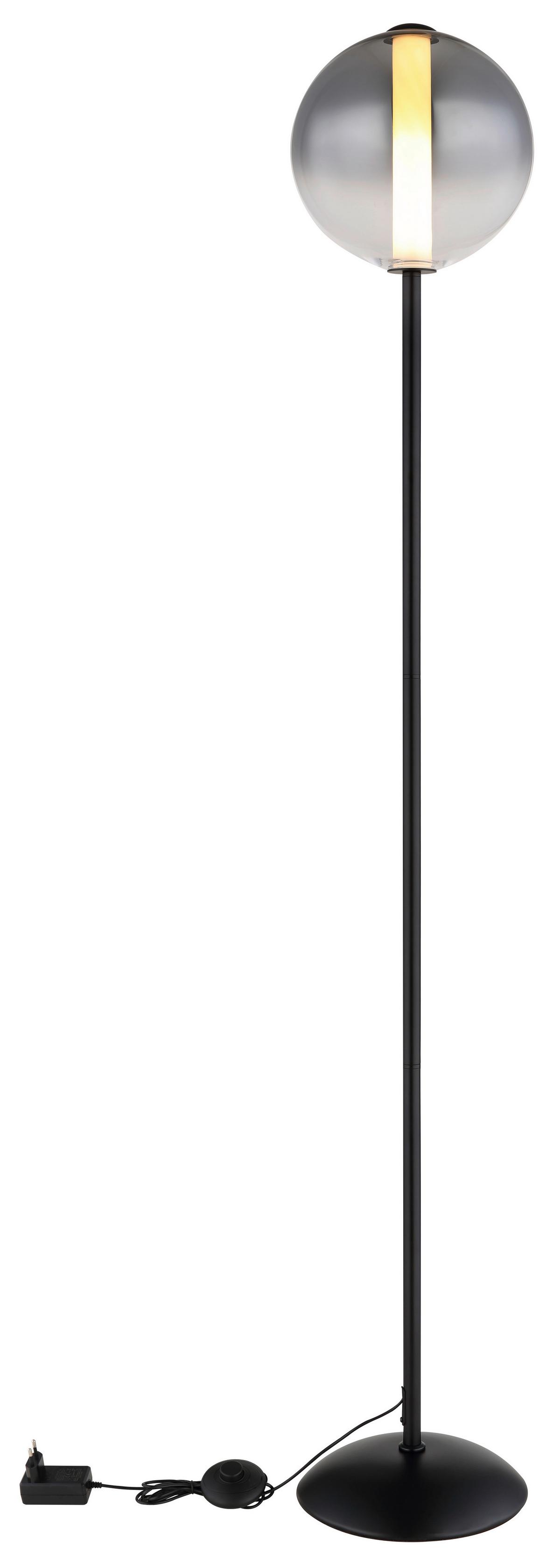 LED-Stehleuchte Lacy Grau Schwarz Weiß D: 25 cm - Schwarz/Weiß, KONVENTIONELL, Glas/Kunststoff (25/152cm) - Globo
