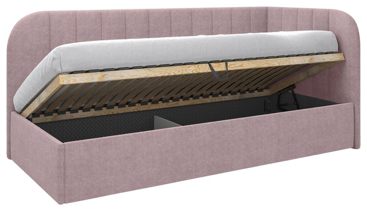 Polsterbett Millow Rechts Rosa Lf: 90x200 Cm - Schwarz/Rosa, MODERN, Holz/Holzwerkstoff (90/200cm) - MID.YOU