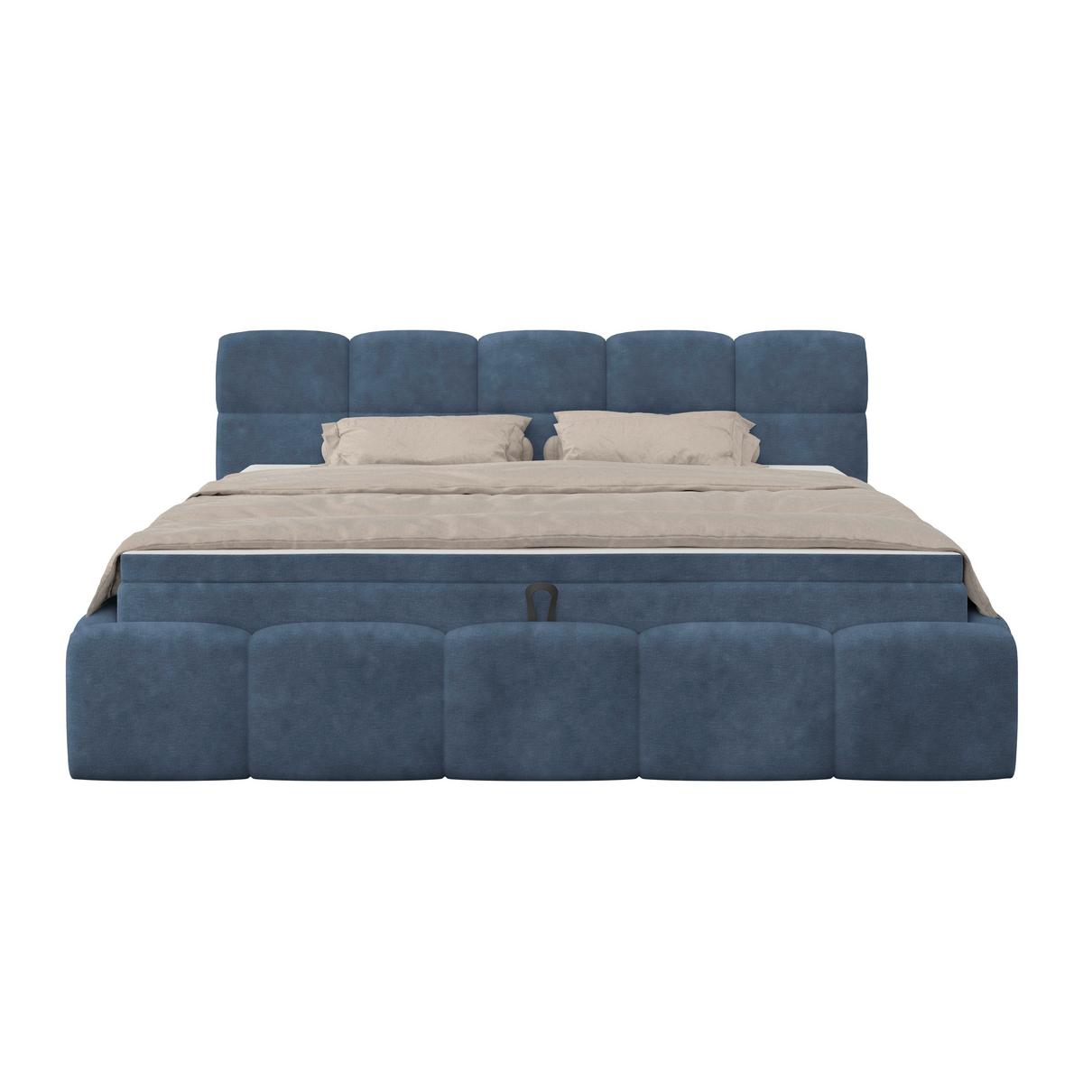 Polsterbett Noe Blau 180x200 cm - Blau/Schwarz, Trend, Textil/Metall (180/200cm)