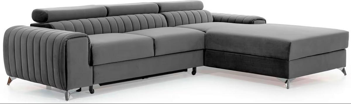 Ecksofa Grayson Grau S: 278x205 cm - Silberfarben/Grau, Design, Textil (278/205cm) - MID.YOU