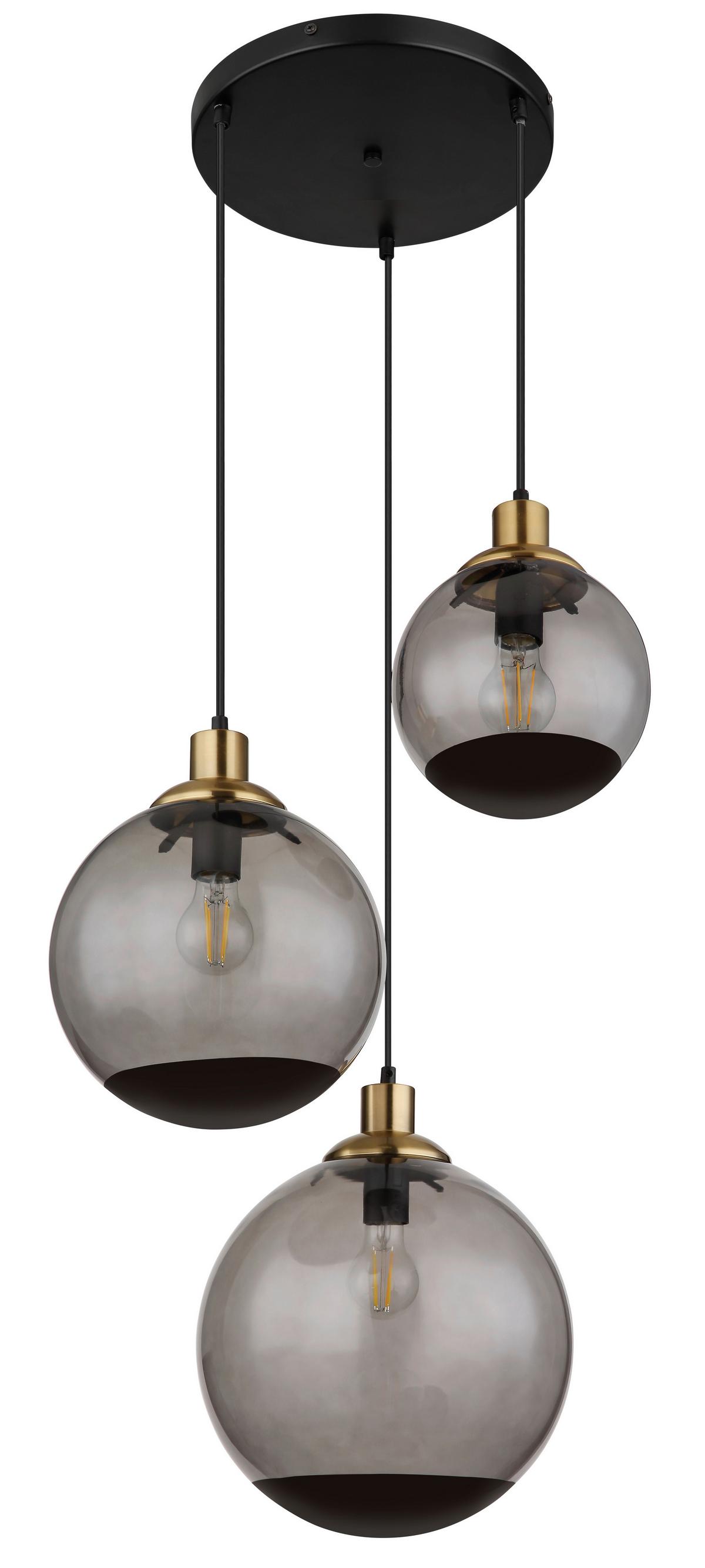 Hängeleuchte 15860-3h - Messingfarben/Schwarz, Design, Glas/Kunststoff (51/120cm) - Globo