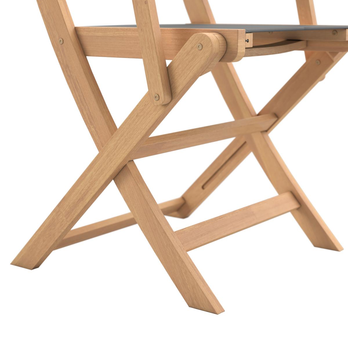 Gartenstuhl Klappbar Göteborg Akazie - Dunkelgrau/Teakfarben, MODERN, Holz/Kunststoff (49/91/57cm) - Beldano