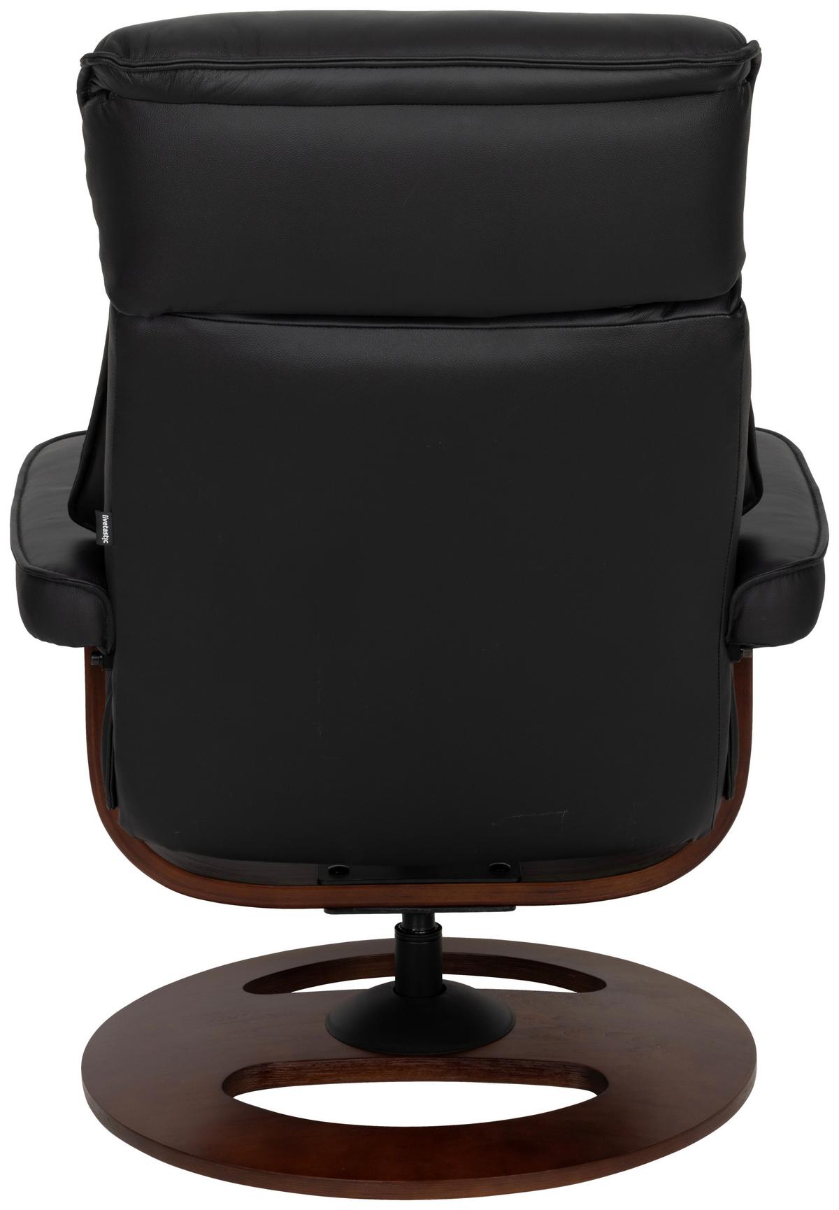 Relaxsessel Calm Schwarz B: 76 Cm - Walnussfarben/Schwarz, Basics, Leder/Holz (76/106/90cm) - Livetastic