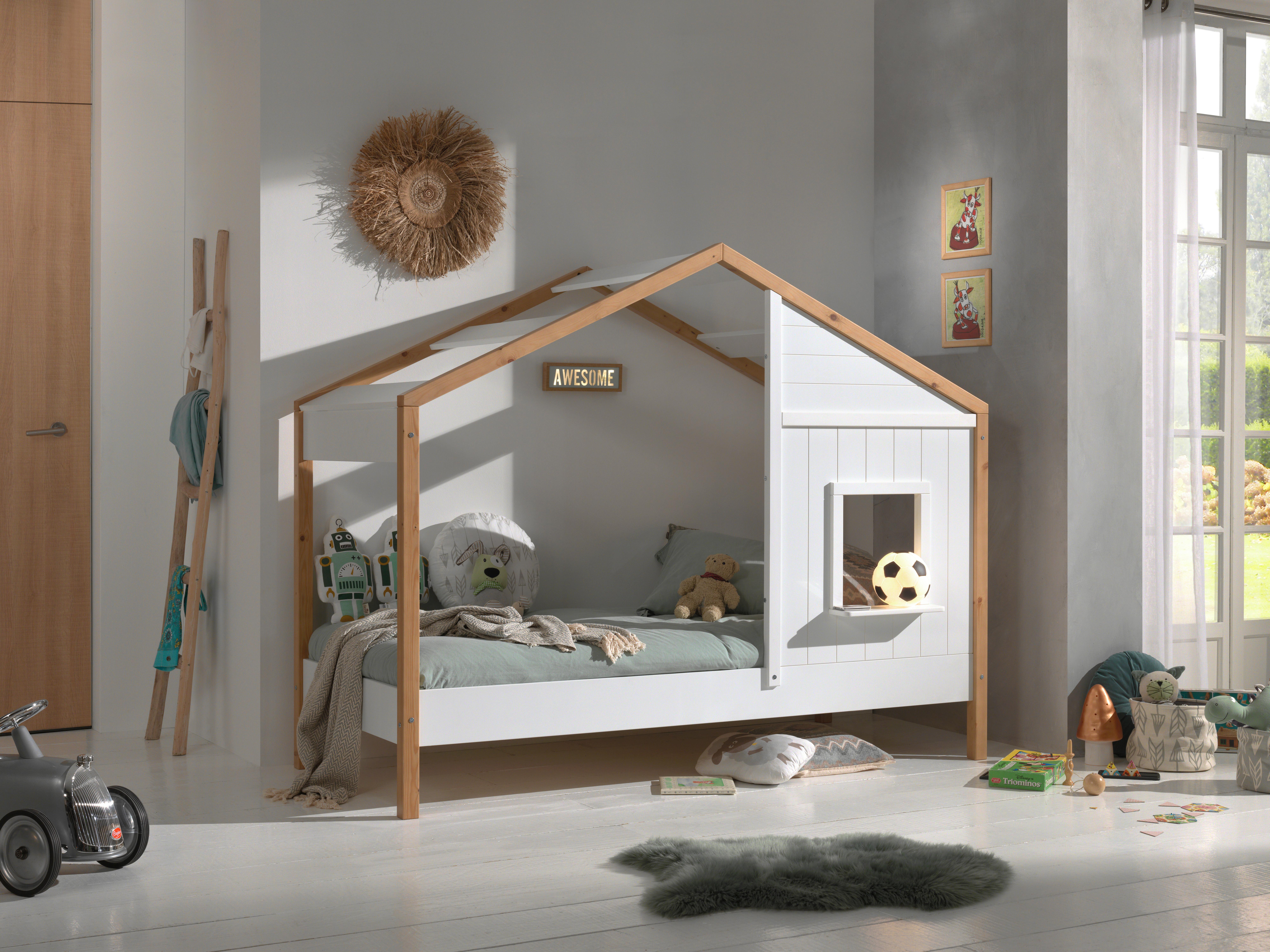 Hausbett Babs 90x200 cm Weiß - Eichefarben/Weiß, MODERN, Holz/Holzwerkstoff (90/200cm) - MID.YOU