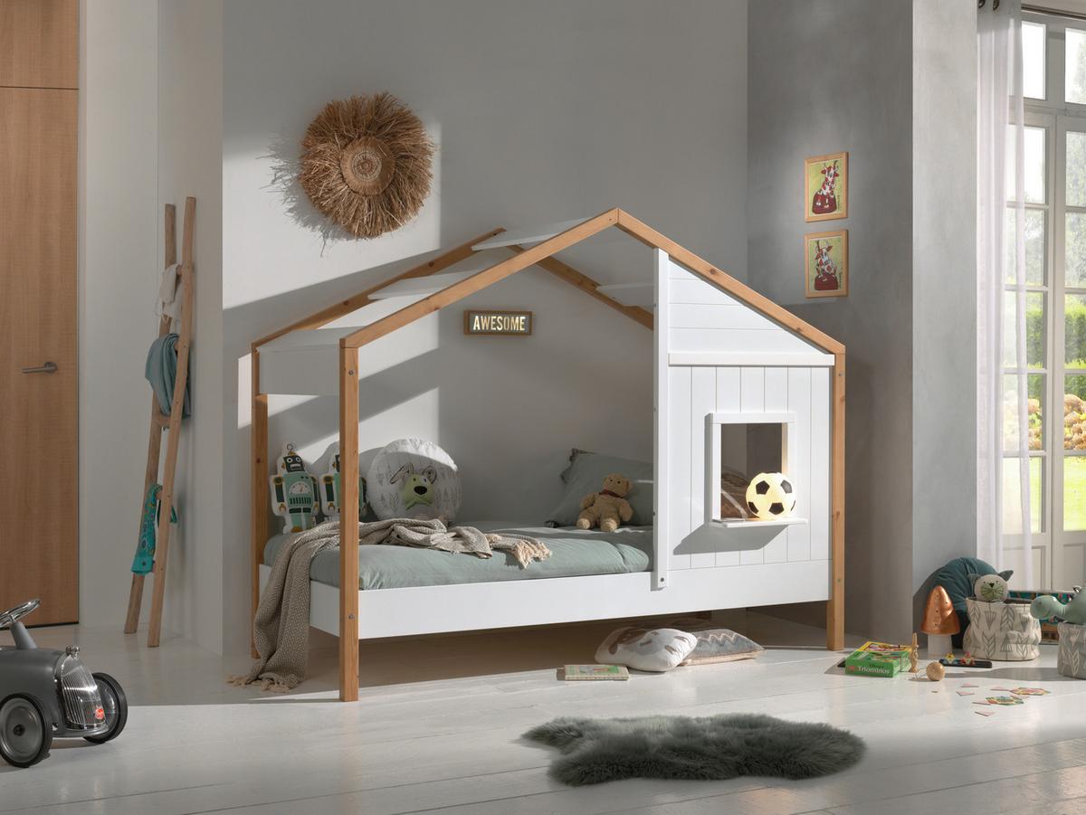 Hausbett Babs 90x200 cm Weiß - Eichefarben/Weiß, MODERN, Holz/Holzwerkstoff (90/200cm) - MID.YOU