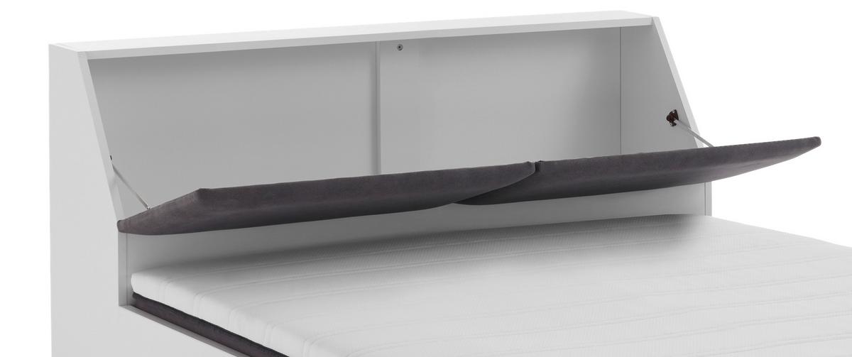Tárolós Ágy Maxi 140/200 Cm - fehér/szürke, Konventionell, faalapú anyag/textil (140/200cm)