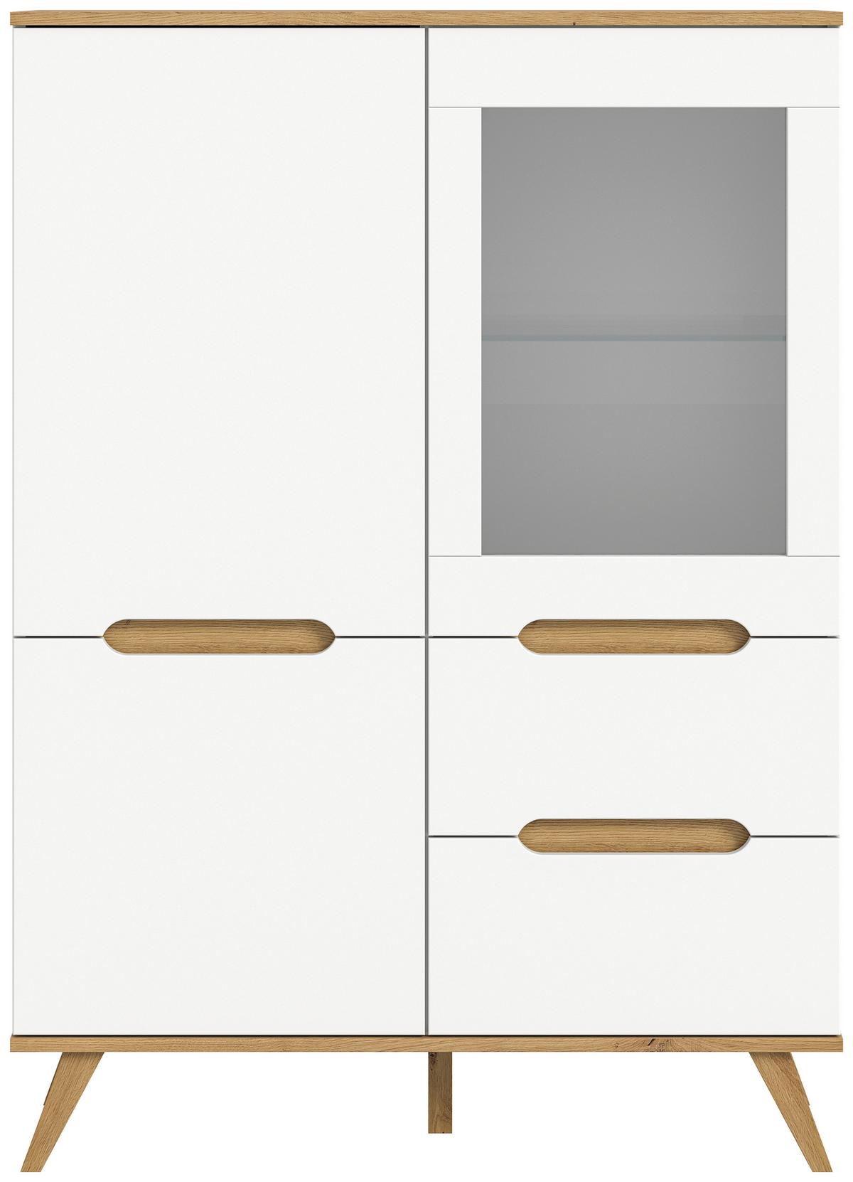 Highboard Stockholm Eichefarben/weiß B: 100 Cm - Eichefarben/Weiß, Design, Holzwerkstoff (100/140/40cm) - MID.YOU