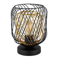 Tischleuchte Dichti Schwarz Goldfarben D: 18 cm - Goldfarben/Schwarz, Basics, Kunststoff/Metall (18/24,5cm) - Globo