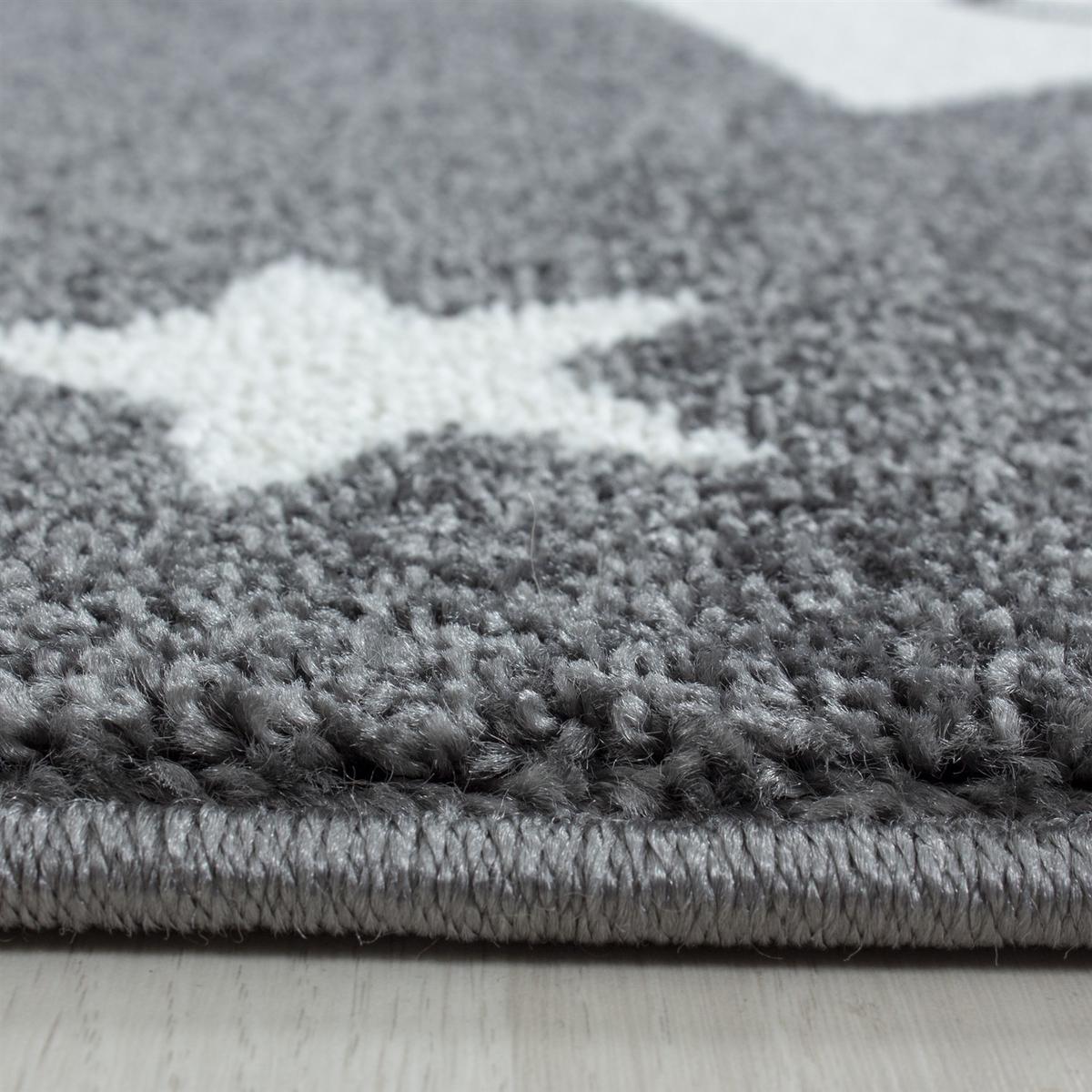 Kinderteppich Rund Stern Grau/weiß Kids Ø 120 Cm - Weiß/Grau, Trend, Textil (120cm)