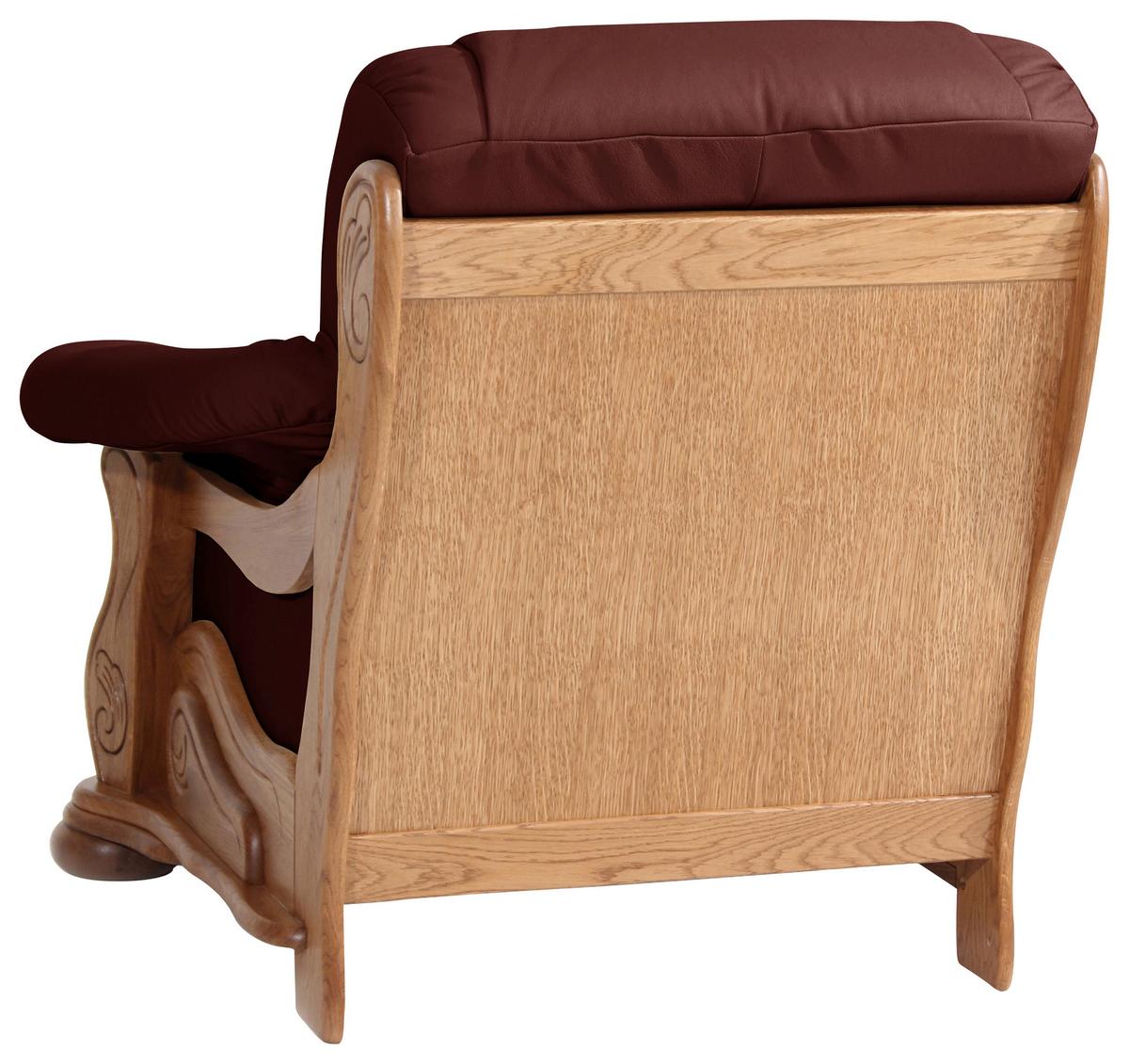 Polstersessel Mit Armlehnen Tennessee Echtleder Rot - Eichefarben/Rot, LIFESTYLE, Leder/Holz (104/95/95cm) - Max Winzer