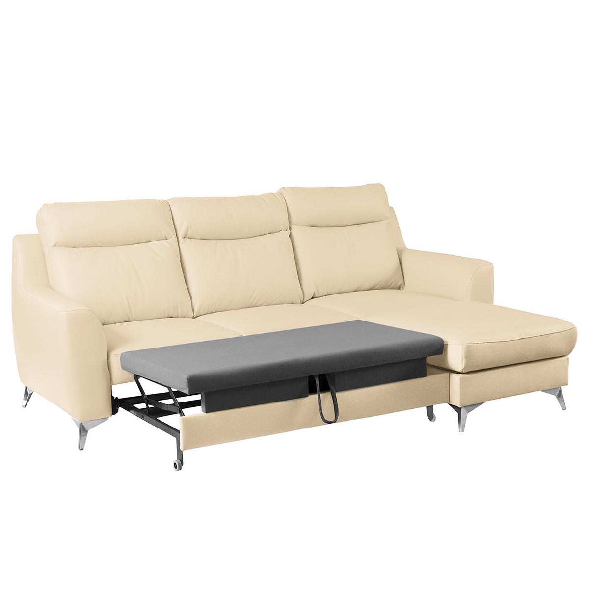 Ecksofa Gio Beige S: 168x236 Cm - Chromfarben/Beige, Design, Leder/Textil (168/236cm) - Livetastic