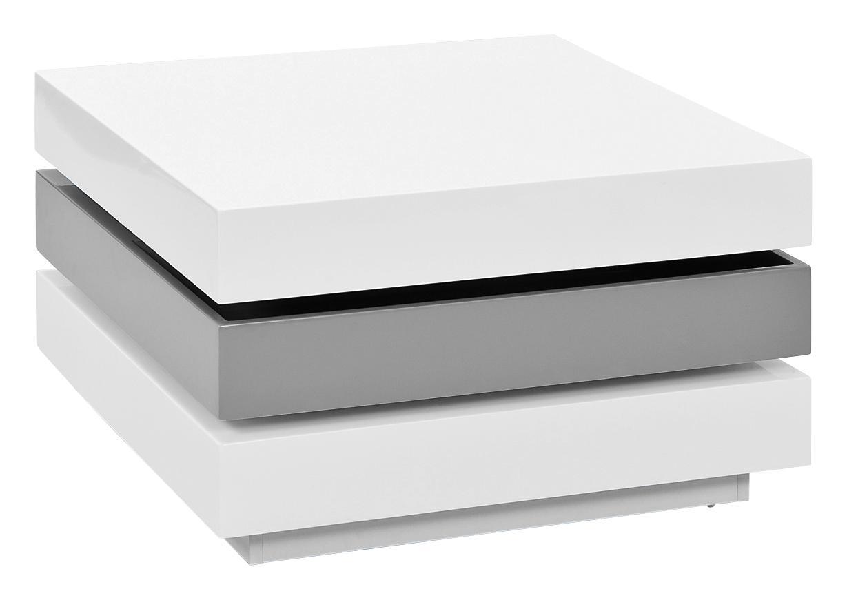 Couchtisch Trilogie B: ca. 70cm Weiß/Grau - Chromfarben/Weiß, Design, Holzwerkstoff (70/70/39cm) - Carryhome