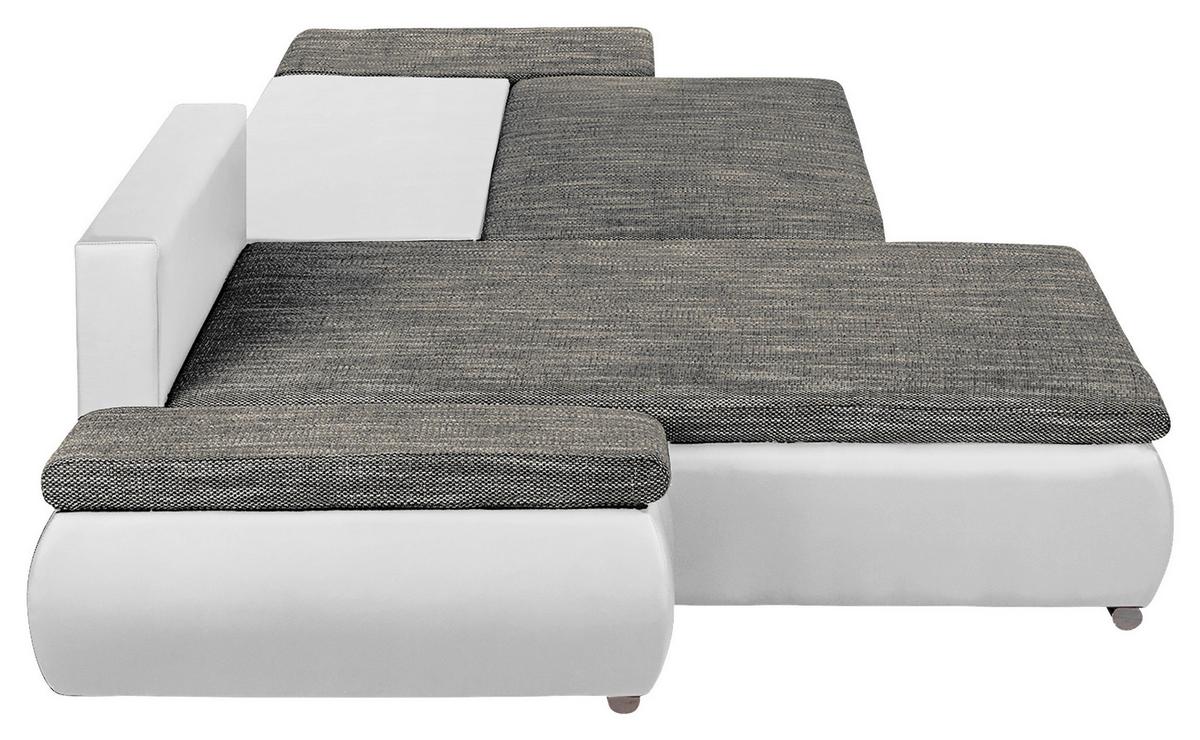 Ecksofa Acra Grau, Weiß B: 266x175 Cm - Chromfarben/Schwarz, Design, Textil (266/175cm) - Livetastic