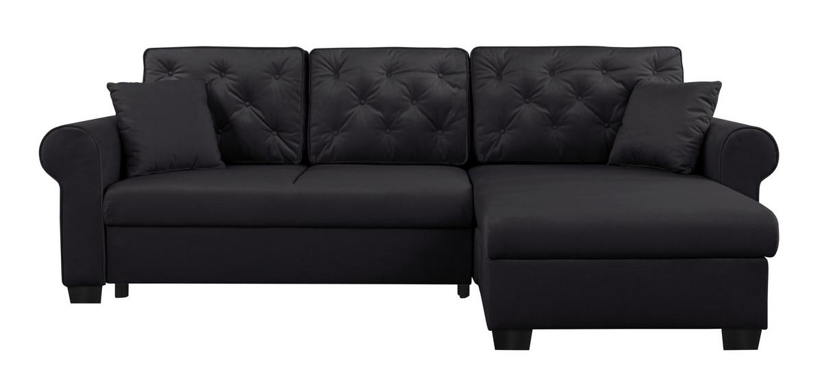Ecksofa Arles Schwarz 25 S: 266x161 Cm - Buchefarben/Schwarz, Design, Textil (266/161cm) - MID.YOU