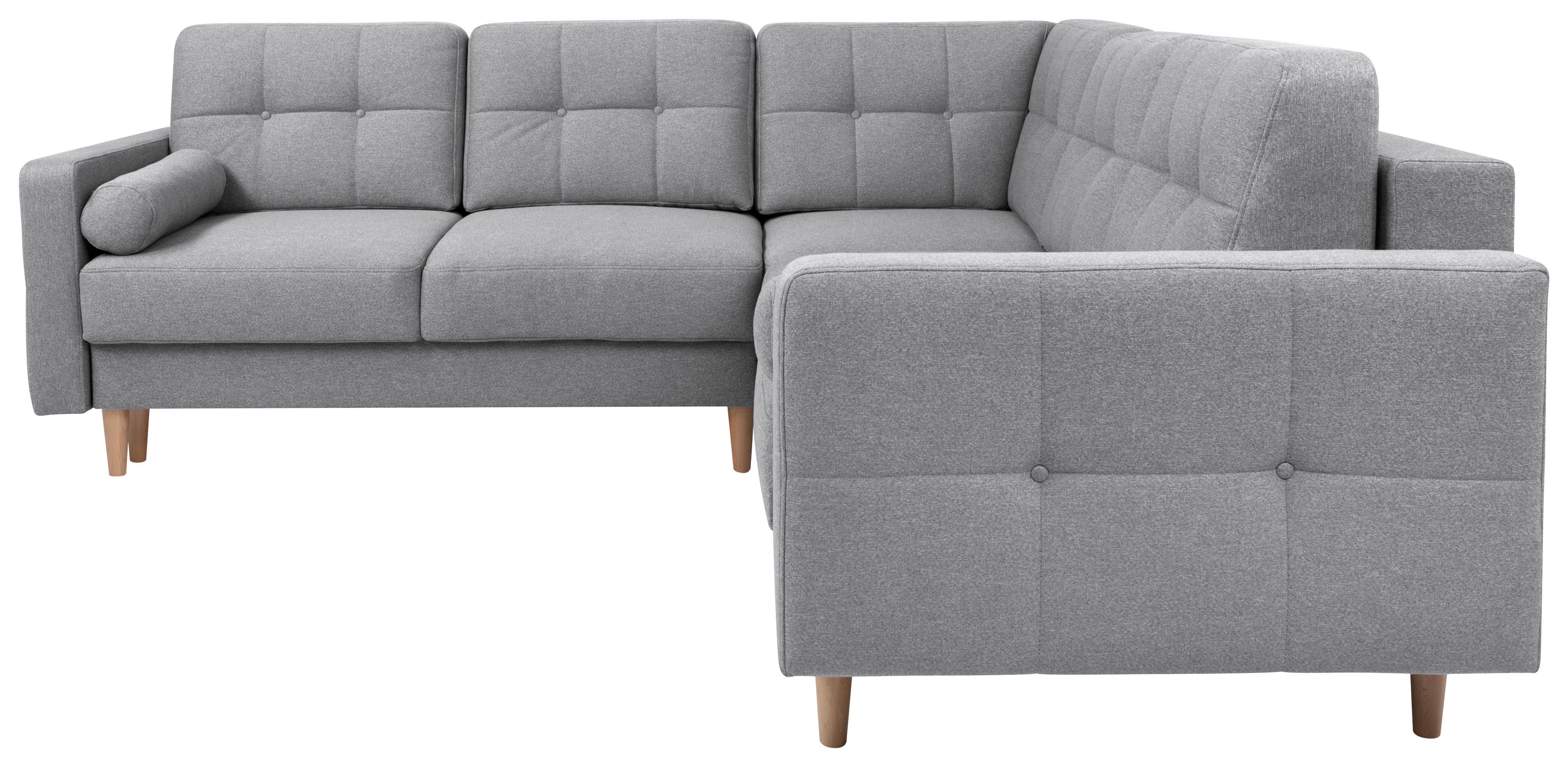 Eckschlafsofa Noret Hellgrau S: 242/242 cm - Dunkelgrau/Eiche Wotan, KONVENTIONELL, Textil (242/242cm) - MID.YOU
