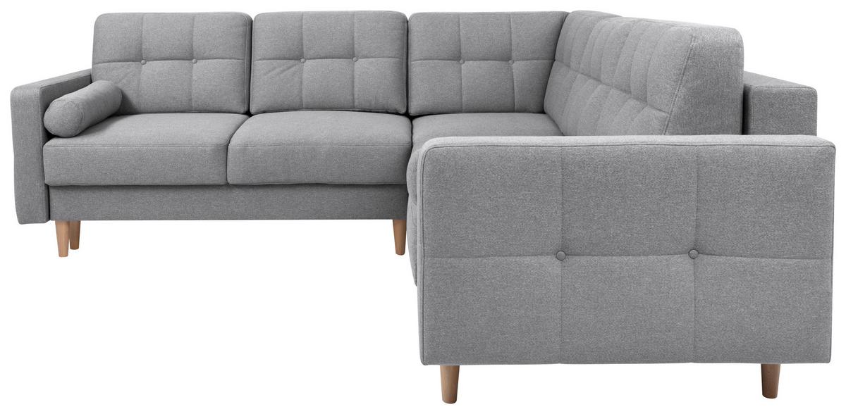 Eckschlafsofa Noret Hellgrau S: 242/242 cm - Dunkelgrau/Eiche Wotan, KONVENTIONELL, Textil (242/242cm) - MID.YOU
