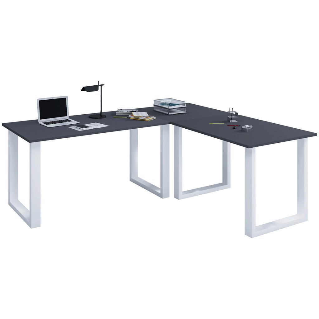 Eckschreibtisch Lona Anthrazit/silberfarbe L: 220cm