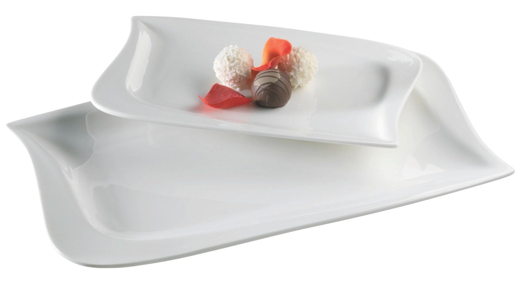 Servierplatten-Set La Musica Weiß B: 38,5 cm - Weiß, Basics, Keramik (38,5/23,9/7cm) - Mäser