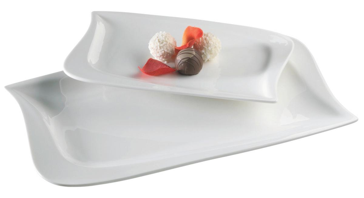 Servierplatten-Set La Musica Weiß B: 38,5 cm - Weiß, Basics, Keramik (38,5/23,9/7cm) - Mäser